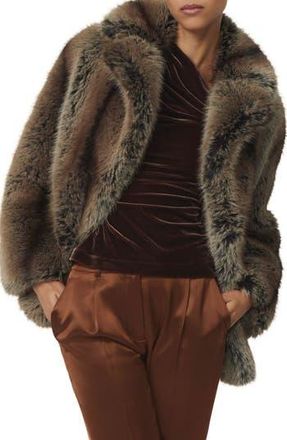 Reiss Laila Faux Fur Coat in Brown at Nordstrom Rack, Size Medium