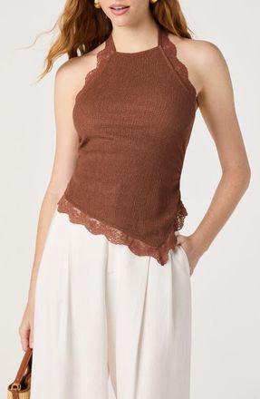 ASTR the Label Zoe Lace Halter Top in Brown at Nordstrom, Size X-Small