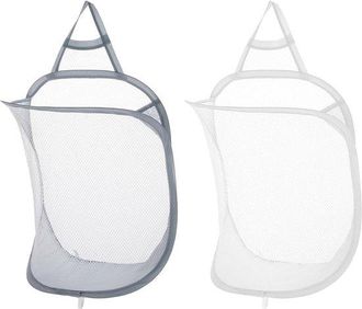 OEM Cesta De Ropa Colgante Multifuncional - Juego De 2 - Gris Y Blanco - Poli&eacute;ster