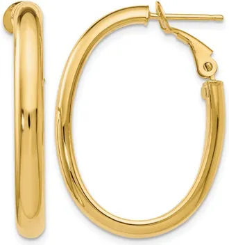 Diamond2Deal 14K Yellow Gold Oval Shape Hoop Earrings