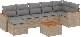 vidaXL Vidaxl - Juego De Sof&aacute;s De Jard&iacute;n Con Cojines Beige 8 Pzas Rat&aacute;n Pe