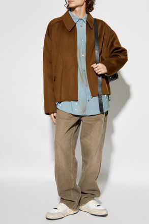 Acne Studios Wool Jacket With Collar, Mens, Brown
