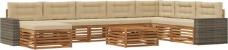 vidaXL Conjunto De Sof&aacute;s De Exterior 9 Uds. Natural Y Beige Vidaxl