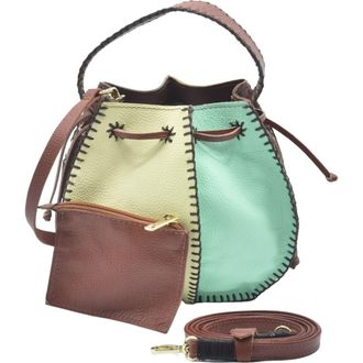 Carlos Falchi Tall Bucket Top Grain Leather Bag in Lemon Lime at Nordstrom