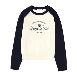 Sporty & Rich Maglione Girocollo Polo and Racquet Club - - Knitwear - Uomo - Multicolore - M