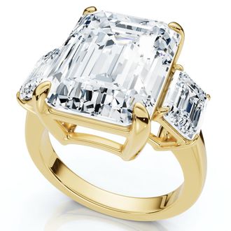 Pompeii3 Certified 12Ct Emerald Cut Three Stone Diamond Engagement Ring Lab Grown