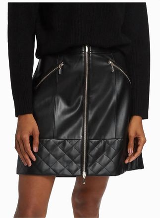 Elie Tahari Womens Wanda Vegan Leather Mini Skirt In Black