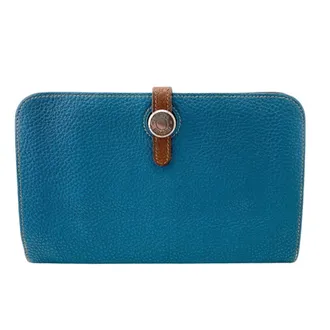 Herm&egrave;s Bicolor Blue Brown Togo Leather (Pre-Owned)