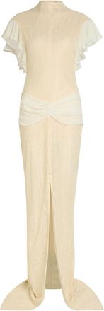 De La Vali DE LA Vali Noor Ruffled Lace Maxi Dress - Ivory - 16 (UK16 / XL)