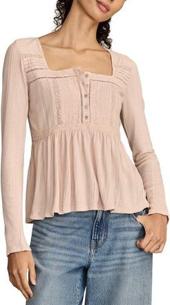 Lucky Brand Embroidered Long Sleeve Peplum Top in Sepia Rose at Nordstrom, Size Xx-Large