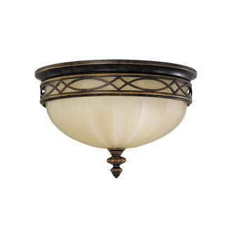 Elstead Lighting Plaf&oacute;n de techo cl&aacute;sico en marr&oacute;n envejecido con pantalla en crema