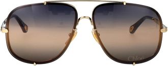 Chlo&eacute; Aviator Zonnebril - Dames - Accessoires - Geel - Maat: 62 MM