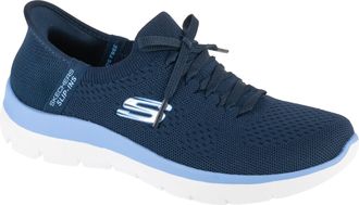 Skechers Womens Summits New Daily Slip-On Sneakers, Navy Knit/Blue Trim, 4.5 UK