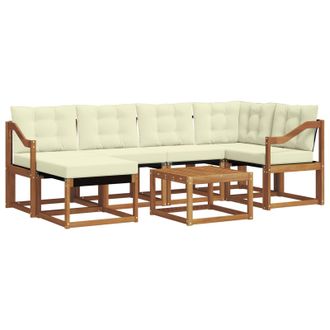 vidaXL Conjunto De Sof&aacute;s De Exterior Con Coj&iacute;n 7 Pcs Natural Y Crema Vidaxl