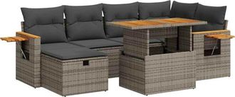 vidaXL Set De Sof&aacute;s De Jard&iacute;n Y Cojines 8 Piezas Rat&aacute;n Sint&eacute;tico Gris Vidaxl