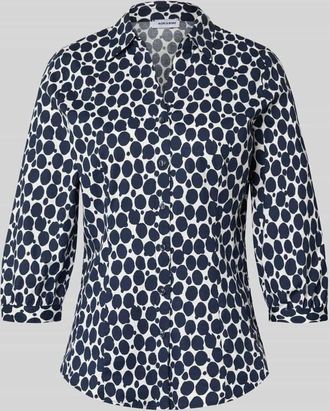 More & More More & More Regular Fit Bluse mit V-Ausschnitt und 3/4-Arm in Marine, Gr&ouml;&szlig;e 34