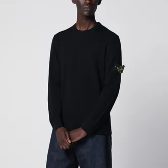 Stone Island Maglione girocollo blu navy a coste