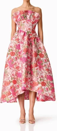 Elliatt Floralie Strapless Gown In Pink Floral