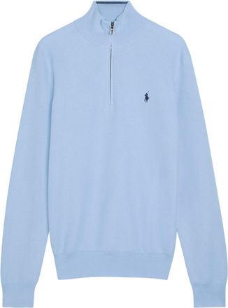 Polo Ralph Lauren Logo Half-zip Cotton Jumper - Light Blue - XL