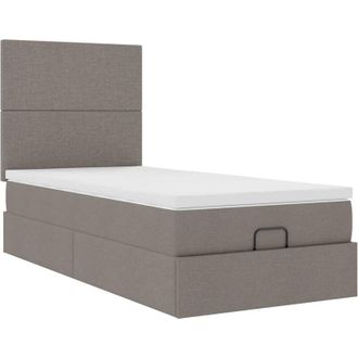 vidaXL Estructura De Cama Otomana Colch&oacute;n Tela Gris Pardo 90x190cm Vidaxl