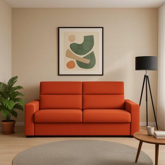 Dmora Dmora - Sof&aacute; Fijo 2 Plazas Vialfre, Sof&aacute; Lineal Para Sal&oacute;n, Acolchado, Desenfundable, Calidad 100% Made In Italy, 180x95 H100 Cm, Naranja