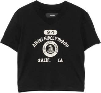 Amiri Cropped V-hals T-shirt - Dames - T-shirts - Zwart - S - Tops