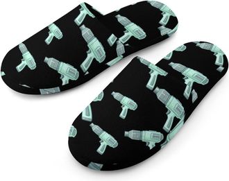 Generic Cordless Drill Cut Out Mens Cotton Slippers Memory Foam Comfort House Shoes Winter Indoor Slipper for Hotel Casa Spa