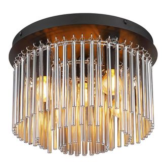 Netlighting Gorley Ceiling Light Matt Black Smoke Glass Shade 5x E14