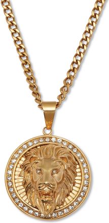 Palm Beach Jewelry Round Crystal Goldtone Lions Head Necklace 26-inch