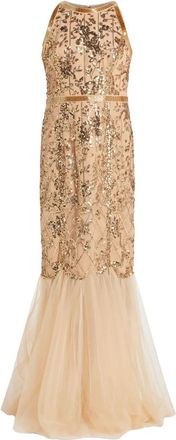 Marchesa Abito da sera con paillettes - Toni neutri