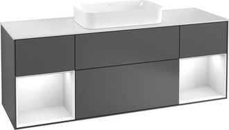 Villeroy & Boch Villeroy&boch - Finion, Muebles De Ba&ntilde;o, 1600 X 603 X 501 Mm, Angular, Con Estanter&iacute;a (iluminada), Modelo Suspendido, En Madera, Lavabo En El Medio, I