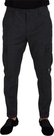 Dolce & Gabbana Slim-fit Broeken - Heren - Slim Fit Broeken - Grijs - L - Wol - Broeken