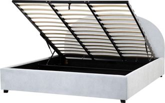 Beliani Cama matrimonial de tejido azul 180x200