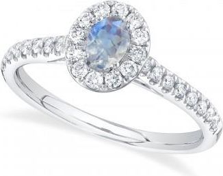 Allurez Oval Moonstone & Diamond Engagement Ring 14K White Gold (0.57ct