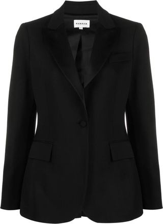 P.A.R.O.S.H. Zwarte wollen smokingjas - Dames - Blazers - Zwart - XL - Wol - Jassen