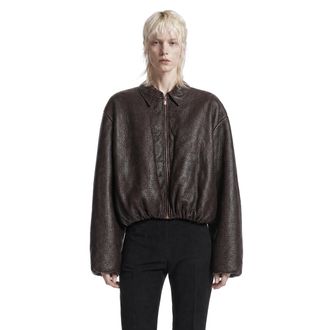Magda Butrym Cropped Leather Bomber Jacket