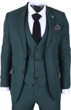 TruClothing 3 Piece Suit Contrast Trim Tailored Fit Formal Attire