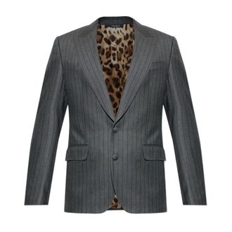 Dolce & Gabbana Blazers, male, Gray, Size: XL Pinstripe Virgin Wool Blazer
