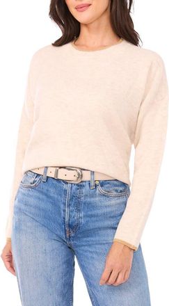 Vince Camuto Tipped Crewneck Sweater in Oatmeal at Nordstrom, Size Xx-Large