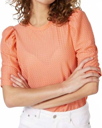 Esqualo Brittany Puff Sleeve Top In Bright Peach