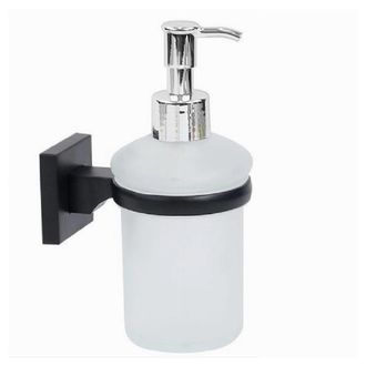 Trade Shop Trade Shop - Dispenser Dosatore Erogatore Sapone Da Muro Parete Nero In Acciaio Vetro Bagno