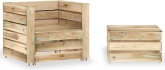 vidaXL Furniture Limited - Set De Muebles De Pal&eacute;s Jard&iacute;n 2 Piezas