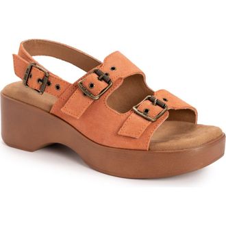 Muk Luks Calliope Wedge Sandal in Coral Suede at Nordstrom Rack, Size 8