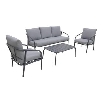 Sweeek Conjunto de jard&iacute;n de acero para 5 personas, antracita