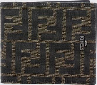 Fendi Portafoglio bifold in tessuto jacquard con monogramma FF marrone