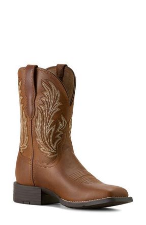 Ariat Round Up Filly Wide Square Toe Western Boot in Sorrel Crunch at Nordstrom, Size 9.5