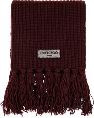 Jimmy Choo London Bufanda de Lana con Flecos - Accessories - Mujer - Rojo - ONE SIZE
