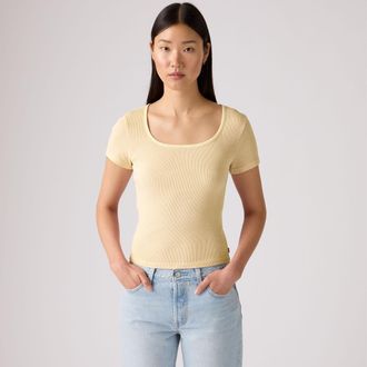 Levi's Essential Square Neck Tee - Womens - XS - Yellow / French Vanilla Garment Dye