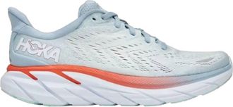 Hoka One One Womens Clifton 8 Running Shoes - Wide In Blue Fog/plein Air