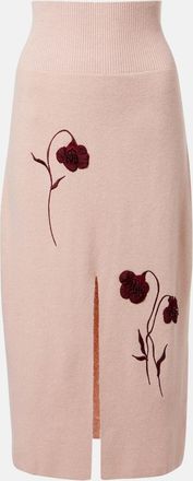 Erdem Floral-appliqu&eacute; knitted midi skirt